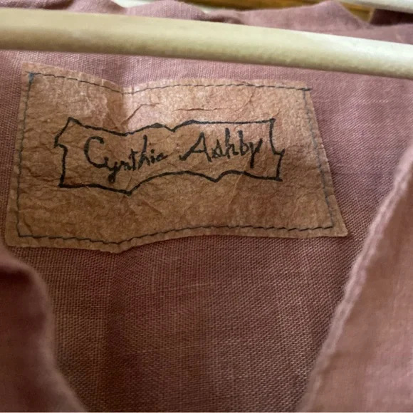 Cynthia Ashby Lagenlook Long Sleeve Linen Dress Dusty Pink Size Large - Picture 6 of 12